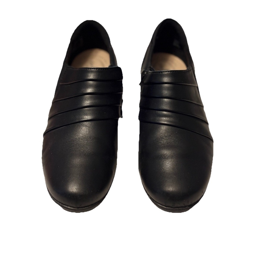 Clarks Collection Black Pleated Ankle Booties Women's 7.5 Zip Comfort